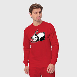 Костюм хлопковый мужской Дрыхнущая панда, цвет: красный — фото 2