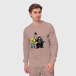 Костюм хлопковый мужской Дэвид и Сильверхенд - Киберпанк, цвет: пыльно-розовый — фото 2