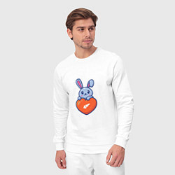 Костюм хлопковый мужской Кролик и сердечко, цвет: белый — фото 2