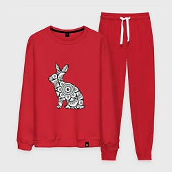 Костюм хлопковый мужской Узорный кролик, цвет: красный