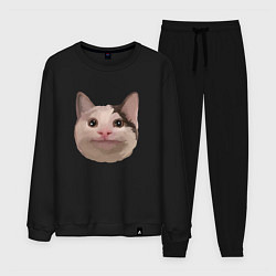 Костюм хлопковый мужской Polite cat meme, цвет: черный