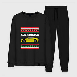 Костюм хлопковый мужской Merry Driftmas Nissan Silvia S15 Ugly Sweater, цвет: черный