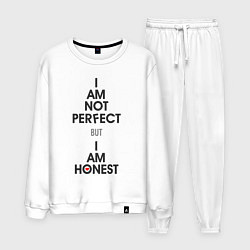 Костюм хлопковый мужской I am not perfect - but I am honest, цвет: белый