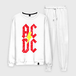 Костюм хлопковый мужской AC DC logo, цвет: белый