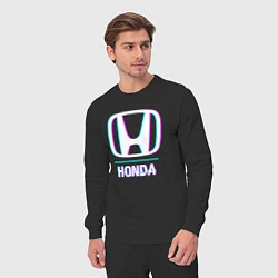 Костюм хлопковый мужской Значок Honda в стиле glitch, цвет: черный — фото 2