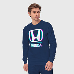 Костюм хлопковый мужской Значок Honda в стиле glitch, цвет: тёмно-синий — фото 2