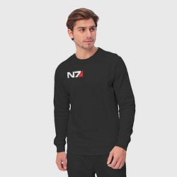 Костюм хлопковый мужской Логотип N7, цвет: черный — фото 2