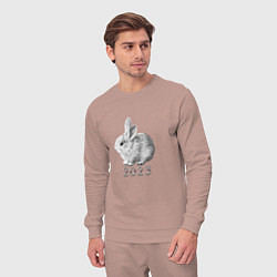 Костюм хлопковый мужской Новогодний белый кролик, символ 2023 года, цвет: пыльно-розовый — фото 2