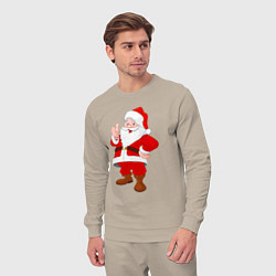 Костюм хлопковый мужской Радостный Санта Клаус, цвет: миндальный — фото 2
