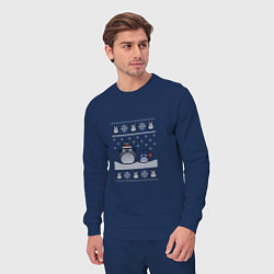 Костюм хлопковый мужской Новогодние тоторики - ugly sweater, цвет: тёмно-синий — фото 2
