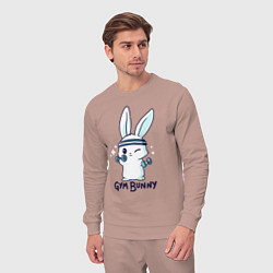 Костюм хлопковый мужской Gym bunny, цвет: пыльно-розовый — фото 2
