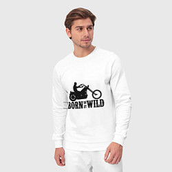 Костюм хлопковый мужской Born to be wild, цвет: белый — фото 2