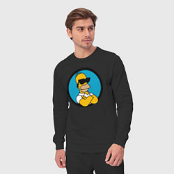 Костюм хлопковый мужской Гомер Симпсон - крутой чувак, цвет: черный — фото 2