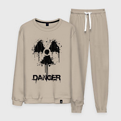Костюм хлопковый мужской Danger radiation symbol, цвет: миндальный