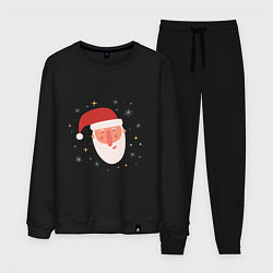 Костюм хлопковый мужской Голова Деда Мороза, цвет: черный