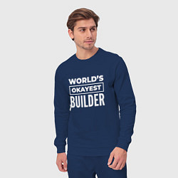 Костюм хлопковый мужской Worlds okayest builder, цвет: тёмно-синий — фото 2