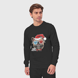 Костюм хлопковый мужской Pug christmas, цвет: черный — фото 2