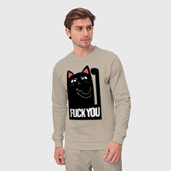 Костюм хлопковый мужской Black cat - fuck you, цвет: миндальный — фото 2