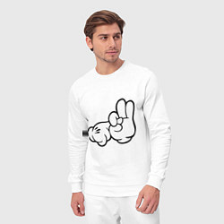 Костюм хлопковый мужской Gloves - fuck, цвет: белый — фото 2