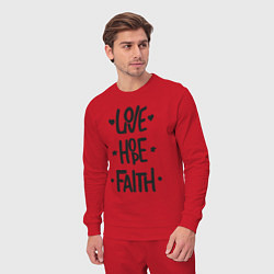 Костюм хлопковый мужской Love hope faith, цвет: красный — фото 2