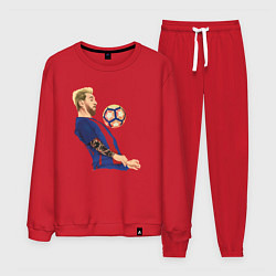Костюм хлопковый мужской Messi Barcelona, цвет: красный