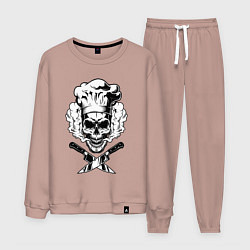 Костюм хлопковый мужской The cooks skull, цвет: пыльно-розовый