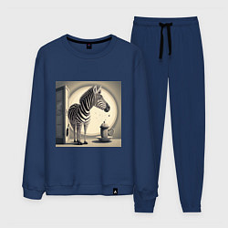 Костюм хлопковый мужской Забавная зебра, цвет: тёмно-синий