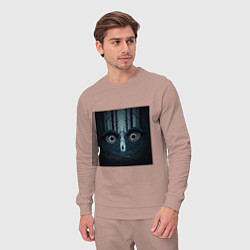 Костюм хлопковый мужской Something is watching you, цвет: пыльно-розовый — фото 2