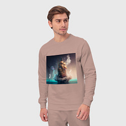 Костюм хлопковый мужской Путешествие во времени, цвет: пыльно-розовый — фото 2