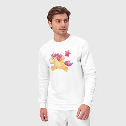 Костюм хлопковый мужской Единорог с шариком в виде сердечка, цвет: белый — фото 2