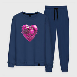Костюм хлопковый мужской Механическое розовое сердце, цвет: тёмно-синий