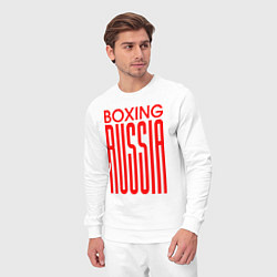 Костюм хлопковый мужской Бокс Российская сборная, цвет: белый — фото 2
