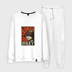 Костюм хлопковый мужской Obey frog, цвет: белый
