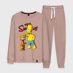 Костюм хлопковый мужской Барт Симпсон и Снежок - нейросеть - мультфильм, цвет: пыльно-розовый