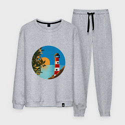 Костюм хлопковый мужской Маяк на закате, цвет: меланж