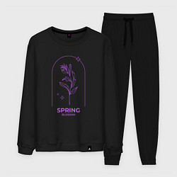 Костюм хлопковый мужской Spring Blossom Весеннее Цветение, цвет: черный