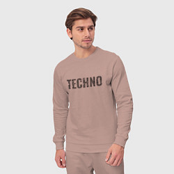 Костюм хлопковый мужской Techno надпись плиткой, цвет: пыльно-розовый — фото 2