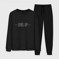 Мужской костюм Level up надпись с полосками