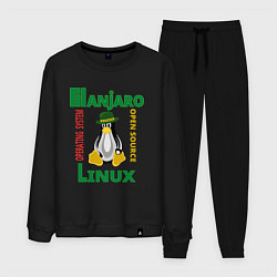 Костюм хлопковый мужской Линукс пингвин в шляпе, цвет: черный