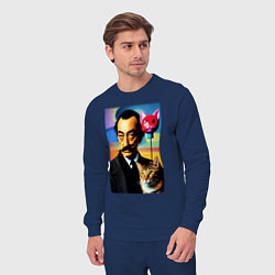 Костюм хлопковый мужской Salvador Dali and cat, цвет: тёмно-синий — фото 2