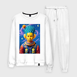 Костюм хлопковый мужской Барт Симпсон в космическом скафандре, цвет: белый