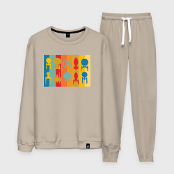 Костюм хлопковый мужской Звездный путь корабли, цвет: миндальный