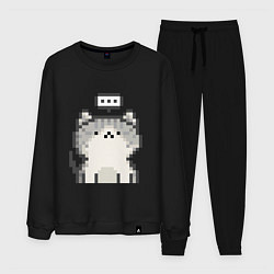 Костюм хлопковый мужской Pixel Cat V1, цвет: черный