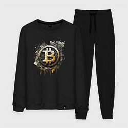 Костюм хлопковый мужской Bitcoin BTC, цвет: черный