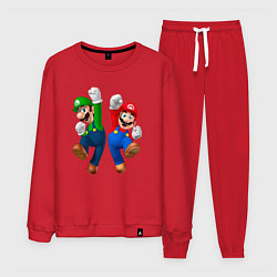 Костюм хлопковый мужской Луиджи и Марио в прыжке, цвет: красный