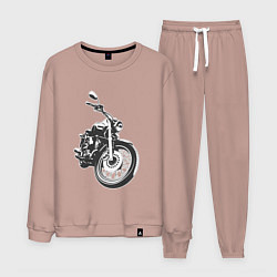 Костюм хлопковый мужской Мотоцикл Yamaha, цвет: пыльно-розовый
