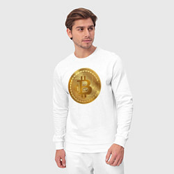 Костюм хлопковый мужской Золотая монета биткойн, цвет: белый — фото 2