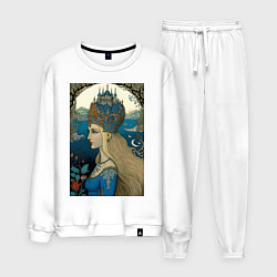 Костюм хлопковый мужской Царевна-Лебедь - нейросеть, цвет: белый