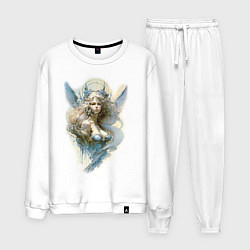 Костюм хлопковый мужской Царевна-Лебедь ангел - нейросеть, цвет: белый