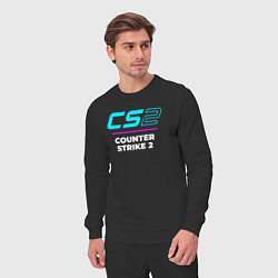 Костюм хлопковый мужской Символ Counter Strike 2 в неоновых цветах, цвет: черный — фото 2